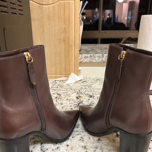 Schutz Mikki Pointed Toe Block Heel Bootie in Brown - Picture 5 of 7